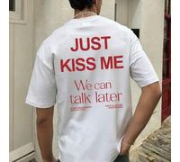 Shein Nuevo de Verano, Camiseta Holgada de Estilo Callejero Y2K para Hombre con Diseño de Estampado Gráfico 'Just ', Camiseta de Verano para Hombre, Estampa