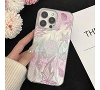 Shein Nuevo estuche de teléfono a prueba de golpes con pintura colorida de elementos marinos, como estrellas de mar y conchas, con efecto degradado, materia