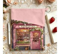 Shein Nuevo estuche multifuncional con patrón de arquitectura Sakura & Bookstore, bolsa de almacenamiento conveniente, funda para libros, adecuado para guar