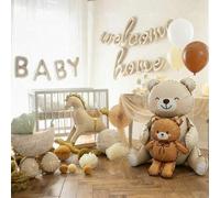Shein Nuevo globo de aluminio de oso sentado de color marfil/marrón - Reutilizable, globo de aluminio de 37 pulgadas, adecuado para 100 días, 1er cumpleaños