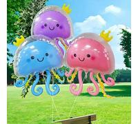 Shein Nuevo globo de medusa 3D, bola de burbujas de pulpo, globos flotantes de medusa corona de doble capa y de colores, decoración de fiesta de cumpleaños