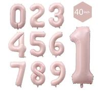 Shein Nuevo globo número jumbo de 40 pulgadas del 0 al 9 de lámina, en colores caramelo, café, rosa, azul, verde oliva, estampado de vaca y platino, ideal p