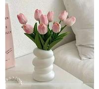 Shein Nuevo jarrón espiral de plástico, soporte de flores de estilo nórdico, contenedor decorativo, jarrón para uso seco y húmedo, acabado esmaltado, maceta