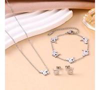 Shein Nuevo juego de joyería DIY para mujer de acero inoxidable con lindo diseño de corazón de Cavalier King Charles Spaniel, incluye pulsera, collar y pend