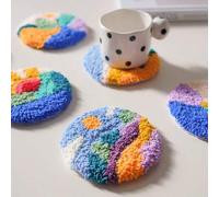 Shein Nuevo kit de punch needle para paisaje DIY 2025 con posavasos - Juego de bordado para principiantes completo, incluye herramientas y colores mixtos, r