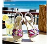 Shein Nuevo producto que se vende bien: Sandalias de niña de 3 a 8 años de edad con gemas de color púrpura-rosa. Degradado de púrpura a rosa. Correa de punt