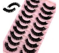 Shein NUEVO Set de 10 pares de pestañas postizas de visón 3D DD Curl Russian, de 8mm a 22mm, esponjosas, extensiones de pestañas naturales 5D, suministros d