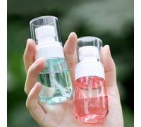 Shein Nuevo set de 2 botellas de spray vacías de 30ml/60ml, de diseño sencillo y portátil, con rociador de niebla fina recargable. Ideal para productos cosm