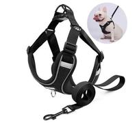 Shein Nuevo set de correa para mascotas con color, incluye arnés y collar ajustable reflectante, adecuado para pasear a un bulldog francés al aire libre, có