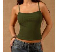 Shein Nuevo top de mujer para el verano de color verde militar, elástico acanalado/Sexy hombros descubiertos/Chica caliente/Tops para primavera y verano