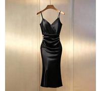 Shein Nuevo vestido camiseta de color albaricoque con brillo dorado - Escote cruzado en V con volantes en el pecho y cintura-abdomen recogida, un vestido mi