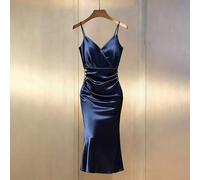 Shein Nuevo vestido camisola de color albaricoque con brillo dorado - Escote cruzado en V con volantes en el pecho y cintura-abdomen recogida, un vestido mi