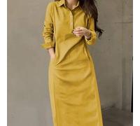 Shein Nuevo Vestido de estilo árabe para mujer con cuello vuelto, botones y manga larga, elegante y de moda para primavera/otoño