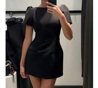 Shein Nuevo vestido de mujer de unicolor, elegante y casual de tela tejida con cremallera, adecuado para citas por la noche, oficina, uso diario, principios