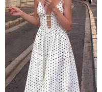 Shein Nuevo vestido largo para mujer, vestido nuevo de primavera/verano, vestido largo blanco casual francés con tirantes, vestido fluido con cintura ceñida