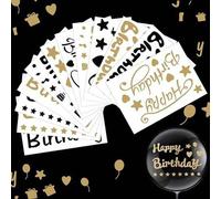 Shein Nuevos stickers de pompones, stickers de fiesta de pastel de cumpleaños feliz, stickers creativos de decoración de globos DIY, stickers de decoración