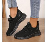 Shein Nuevos zapatos de carrera para todo el año, zapatos para caminar, zapatos para ir y venir, parte superior de malla tejida, transpirable, con cordones,