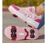 Shein Nuevos zapatos de skate con 4 ruedas desmontables, cómodos con cierre de gancho y bucle, patines con estabilidad mejorada, adecuados para ocio al aire
