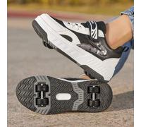 Shein Nuevos zapatos de skate con 4 ruedas desmontables, cómodos patines con cierre de gancho y bucle, estabilidad mejorada, adecuados para ocio al aire lib