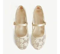 Shein Nuevos zapatos planos de mujer con punta redonda de malla dorada clara, cómodos, suaves y sencillos para ir al trabajo