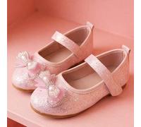 Shein Nuevos Zapatos Planos Favoritos para Niñas de 3-12 Años con Brillo Rosa. Zapatos Casuales de Princesa para Niñas con Brillo Fino y Escamas de Colores.