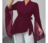 Shein Nunca pasa de moda: Gótico Prep con un toque de Miércoles. Abraza tu sombra interior, moda femenina oscura. Blusa elegante francesa versátil de manga