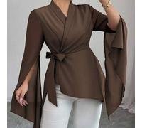 Shein Nunca pasa de moda: Gótico Prep con un toque de Miércoles. Abraza tu sombra interior, moda femenina oscura. Blusa elegante francesa versátil negra con