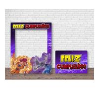 Shein Oedim Photocall Feliz Cumpleaños Dragon Ball + Cartel, 80x100cm + 60x43cm, Fabricado en cartón, Divertida y Original