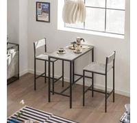 Shein OGT03 Set Mesa Alta de Bar y 2 taburetes con Respaldos Mesa de Comedor de Estilo Industrial ES