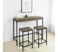 Shein OGT30-N Set de Mesa y taburetes de Estilo Industrial Mesa Alta de Bar + 2 taburetes Juego de Barra ES Mesas Altas de Cocina Mesa Alta Cocina Mesa Alta