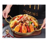 Shein Olla caliente de mariscos de acero inoxidable, sartén de paella española, sartén de restaurante, sartén de fondo plano de doble asa, plato de cangrejo