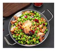 Shein Olla caliente de mariscos de acero inoxidable, sartén de paella española, sartén de restaurante, sartén de fondo plano de doble asa, plato de cangrejo