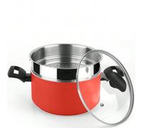 Shein Olla vaporera de 20 cm Maxima + Tapa de vidrio, cacerola de aluminio forjado, vaporera de acero inoxidable, revestimiento antiadherente sin PFOA, apta