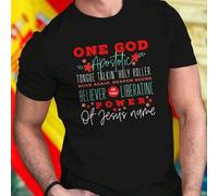 Shein ONE GOD Apostolic TONGUE TALKIN HOLY ROLLER BORN AGAIN HEAVEN BOUND BELIEVER IN THE LIBERATING POWER Of Jesus name Camiseta Hombre Moda Religiosa Casu