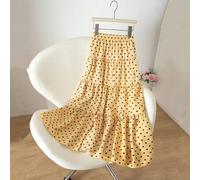 Shein Opción elegante para tu pequeña: Falda con estampado de lunares amarillos para niñas, textura única, detalles exquisitos, pliegues dinámicos, que mues
