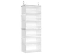 Shein Organizador Colgante, Organizadora de Armario, Estante Divisible, Almacenamiento Plegable y Ahorra Espacio, Ganchos de Metal y Soporte de Bambú, Blanc