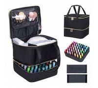 Shein Organizador de 42 botellas + esmalte de uñas, bolso organizador de doble capa portátil para niñas y mujeres, arte de uñas, aceites esenciales, set de