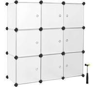 Shein Organizador de almacenamiento de 9/16 cubos, armario de plástico con puertas, armario modular para ropa, zapatos, juguetes, libros, fácil de montar, B