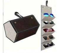 Shein Organizador de gafas plegable y compacto de moda - Estuche de viaje portátil con 2/3/4/5/6 ranuras, diseño protector, de piel sintética negra, esencia