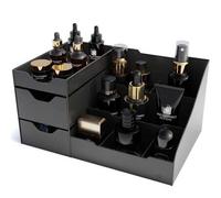 Shein Organizador de tocador grande negro - Organizador de encimera para hombre con cajón para colonia, desodorante, barba, loción de afeitar, perfume y pro