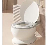 Shein Orinal para bebé con bandeja extraíble, fácil de limpiar, sonido de descarga real, inodoro de aprendizaje para niños de 1 a 4 años, gris/rosa