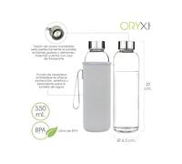 Shein ORYX Botella Agua Cristal 550 ml. Funda Neopreno con Asa. Sin BPA
