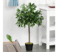 Shein Outsunny 2 Plantas Artificiales de 90 cm de Altura Árboles de Laurel Decorativos con Maceta para Hogar Salón Uso en Interiores y Exteriores Verde