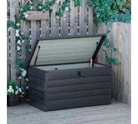 Shein Outsunny Arcón Exterior Capacidad 311L Baúl de Almacenaje de Acero con Cerradura Llave Pistones Neumáticos para Jardín Terraza Patio 120x62x62 cm Gris