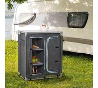 Shein Outsunny Armario de Camping Plegable Mueble de Cocina para Camping con 3 Estantes Compartimento Puerta con Cremallera Estructura de Aluminio y Bolsa d