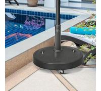 Shein Outsunny Base de Sombrilla de Jardín de Resina 23,5 kg con Ruedas y Asa Retráctil Soporte de Parasol para Postes de Ø32/48 mm para Terraza Patio Balcó