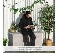 Shein Outsunny Baúl de Almacenaje Exterior 284L Arcón de Jardín de Madera Impermeable con Tapa Abrible y Diseño Persiana 127x56x60 cm Gris