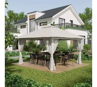 Shein Outsunny Carpa Plegable Pop-up 4x4x2.8 m Cenador de Jardín con Paredes Altura Ajustable Anti-UV Impermeable Doble Techo Mosquiteras y Bolsa de Ruedas