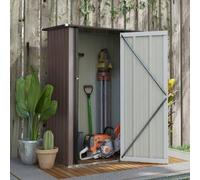 Shein Outsunny Caseta de Jardín 1,07 m² 142x84x189 cm Cobertizo Exterior Metálico con Puerta Cerradura y Orificios de Drenaje para Almacenamiento de Herrami