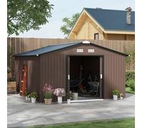 Shein Outsunny Caseta de Jardín Exterior 12,4 m² 340x386x200 cm Cobertizo de Jardín Exterior con Puerta Corredera Techo Inclinado y 4 Ventanas para Patio Te